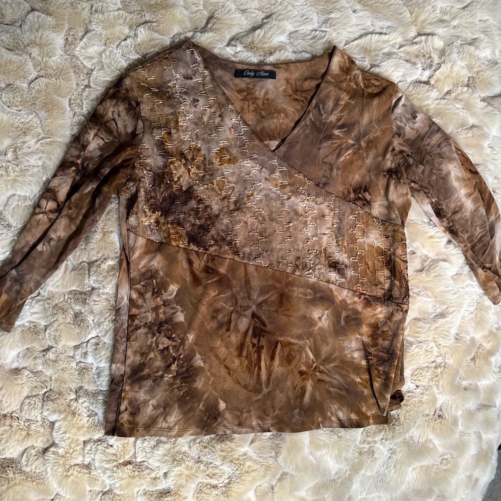 Y2K Only Nine brown embroidered top